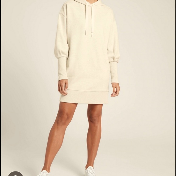 Athleta Dresses & Skirts - Athleta Off-White Hoodie Dress size small ( PLEASE READ!)